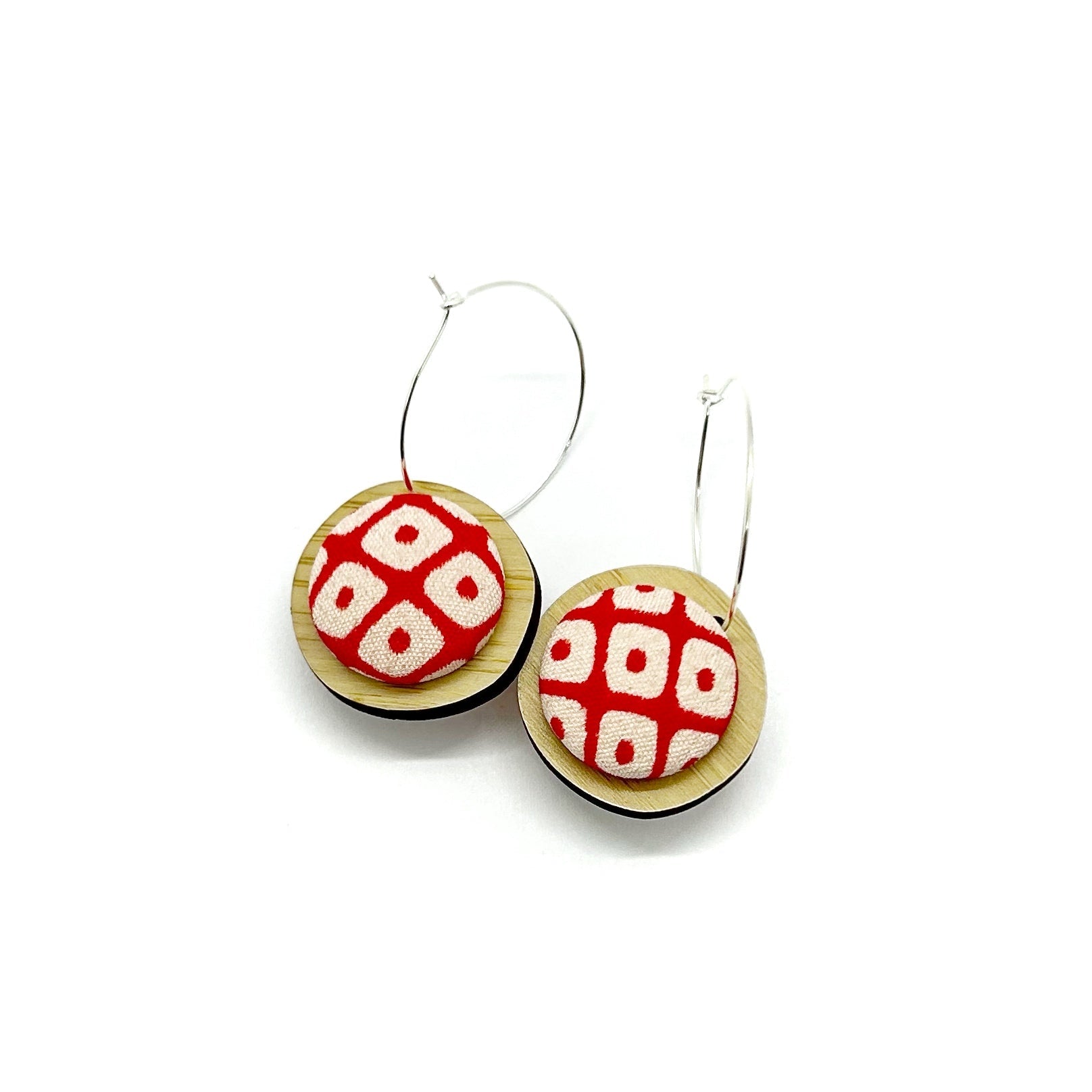 Double Sided Pebble Earrings - Red
