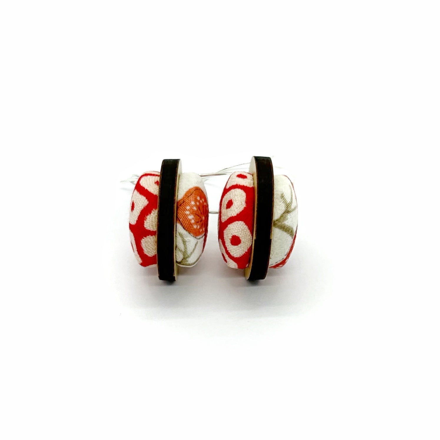 Double Sided Pebble Earrings - Red