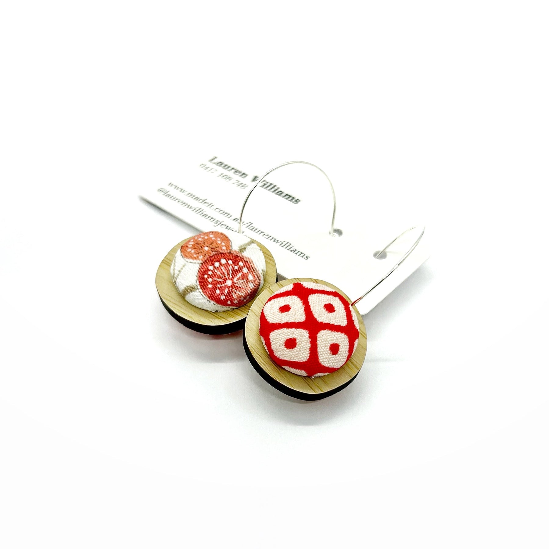 Double Sided Pebble Earrings - Red