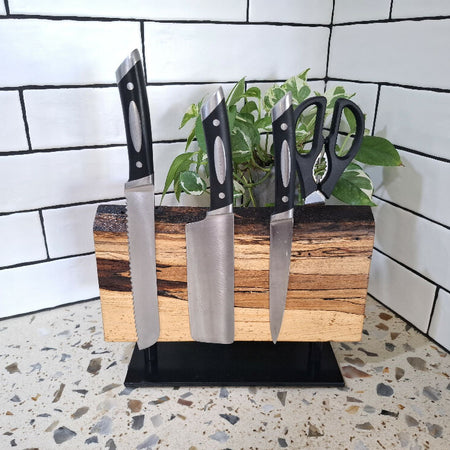 Stunning Magnetic Nine Knife Block Made in Western Australia of Sassafras Timber , Knife Storage, Practical Fifth Anniversary Gift,