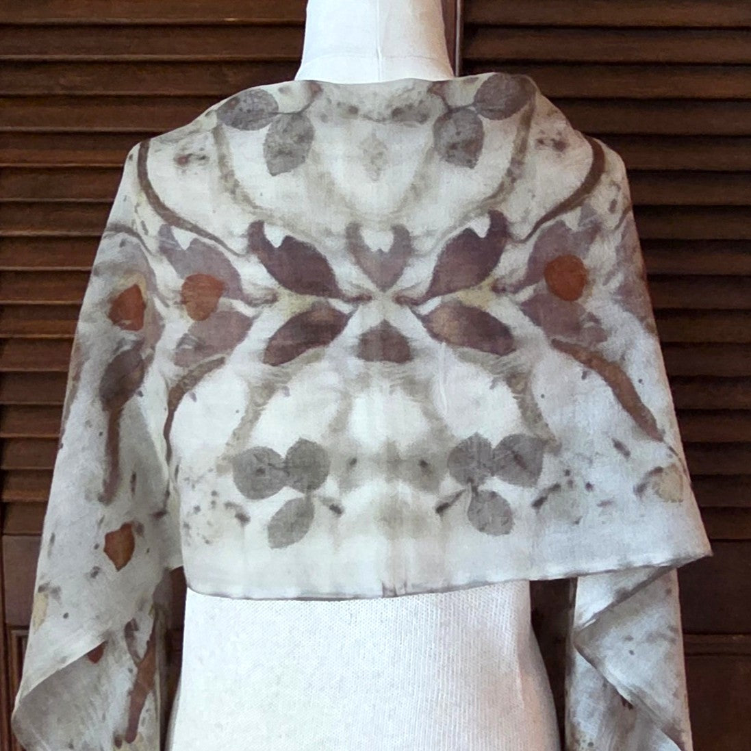 Fine Handloomed Pure Wool - Botanical Print Scarf/Wrap - The Marlee