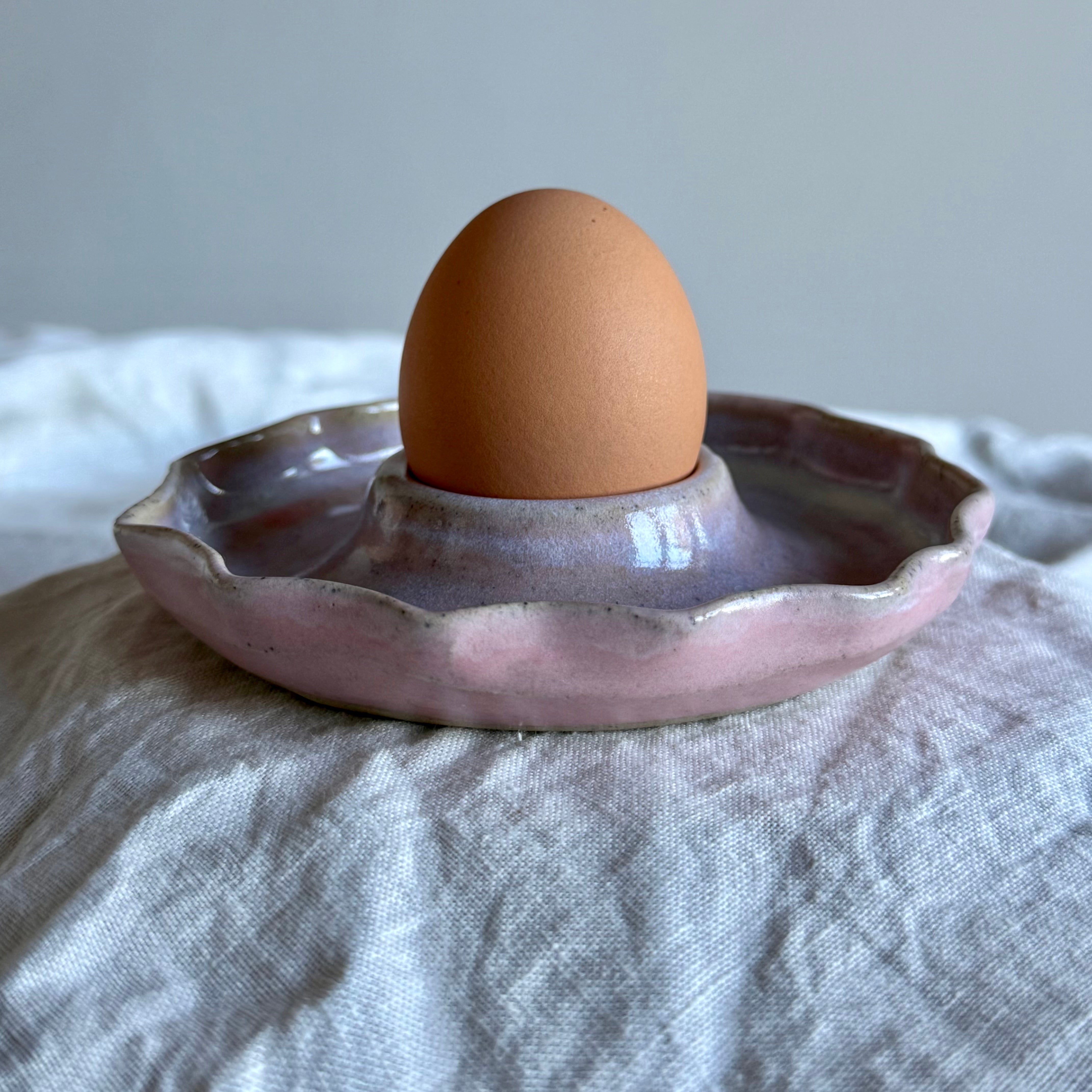 Slow Mornings Ceramic Egg Plate Set | Handmade Breakfast Plates