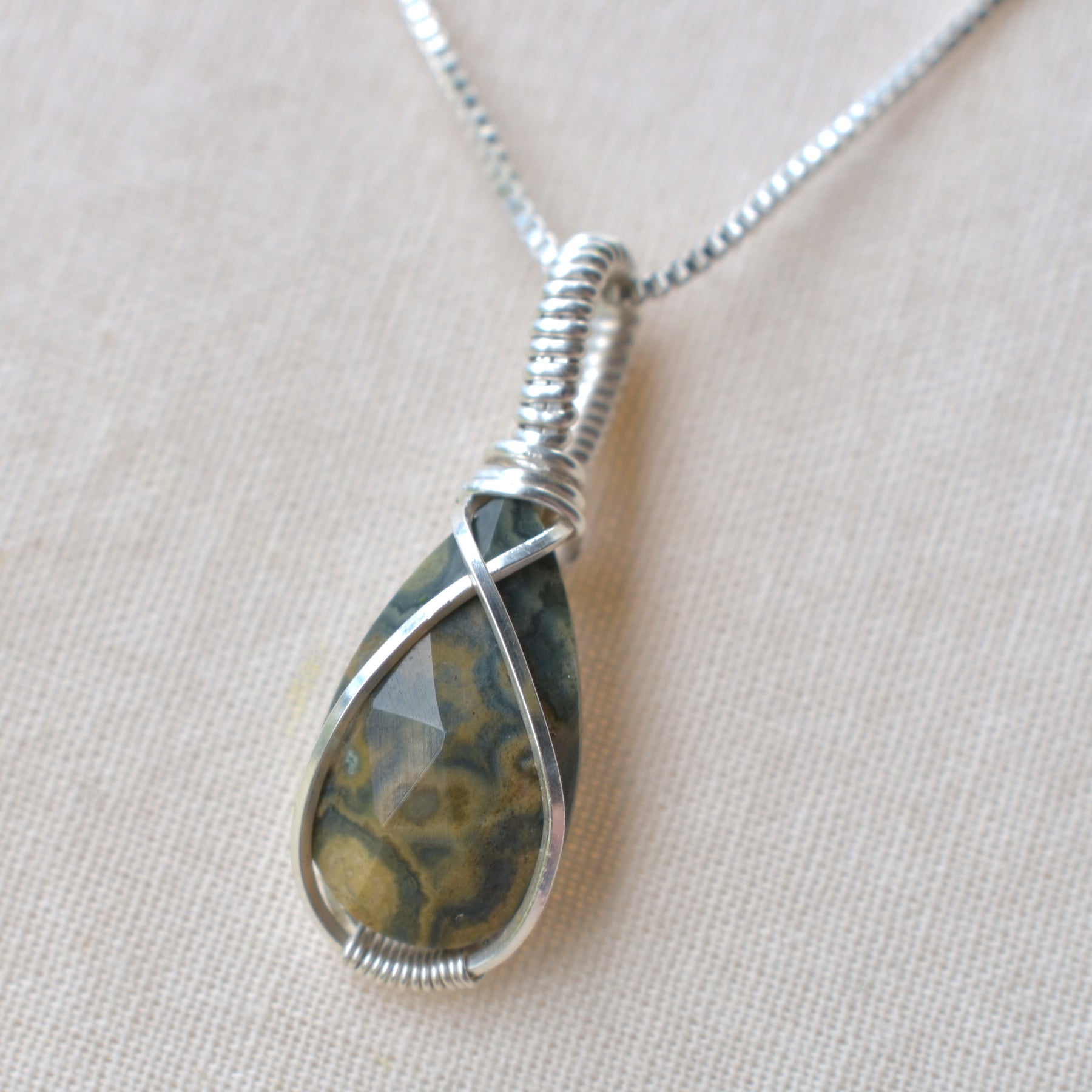 Sea Garden - Ocean Jasper Talisman Pendant in Silver