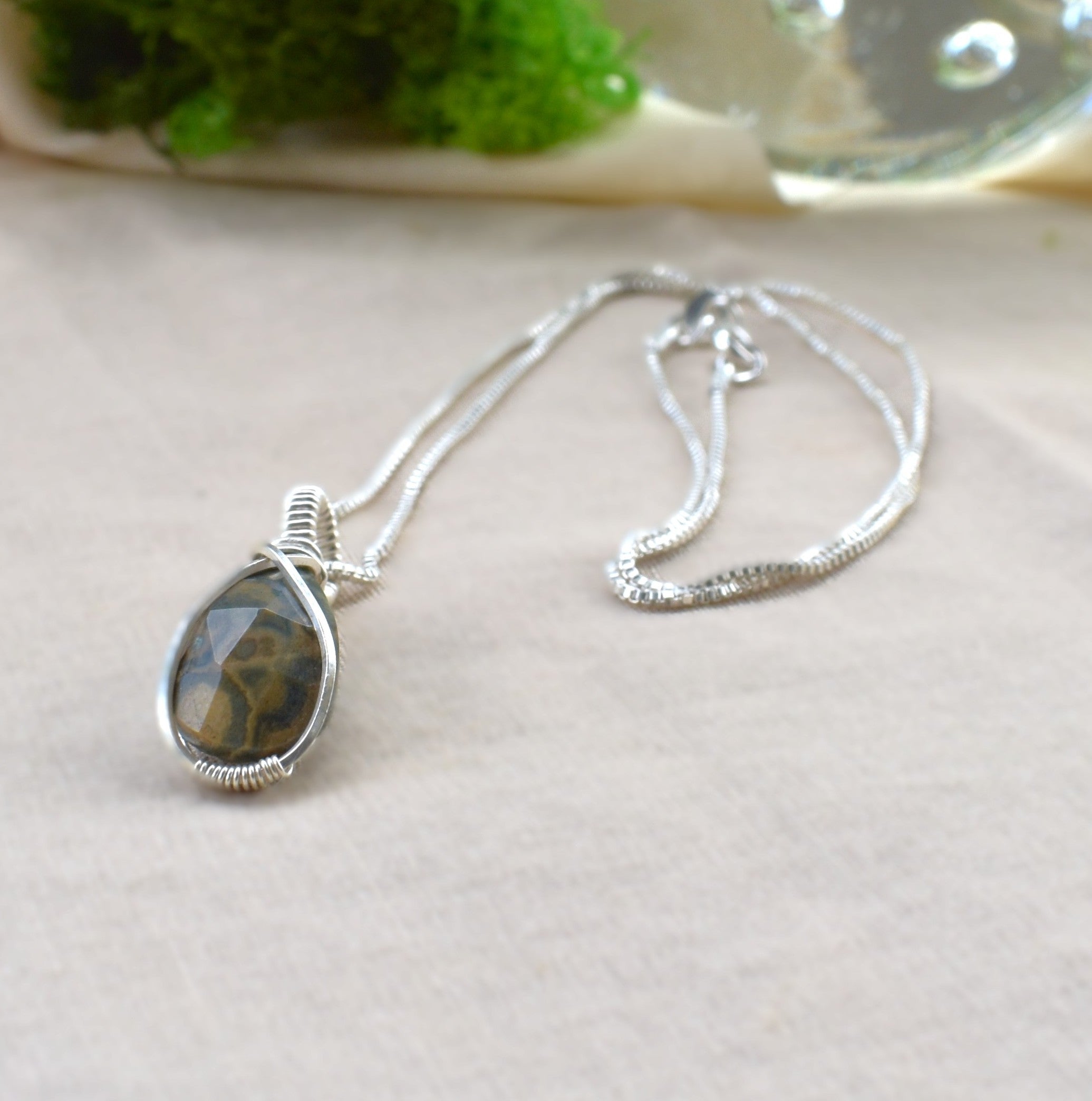 Sea Garden - Ocean Jasper Talisman Pendant in Silver