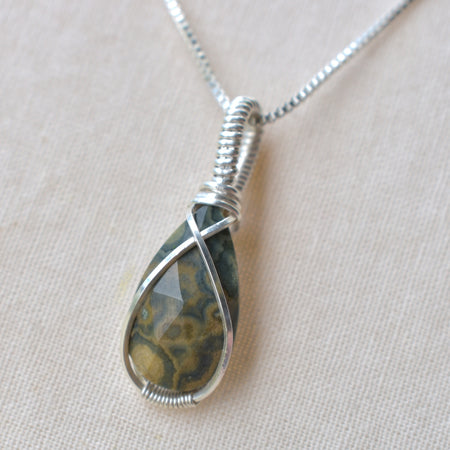 Sea Garden - Ocean Jasper Talisman Pendant in Silver