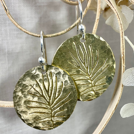 Brass embossed earrings. Handmade