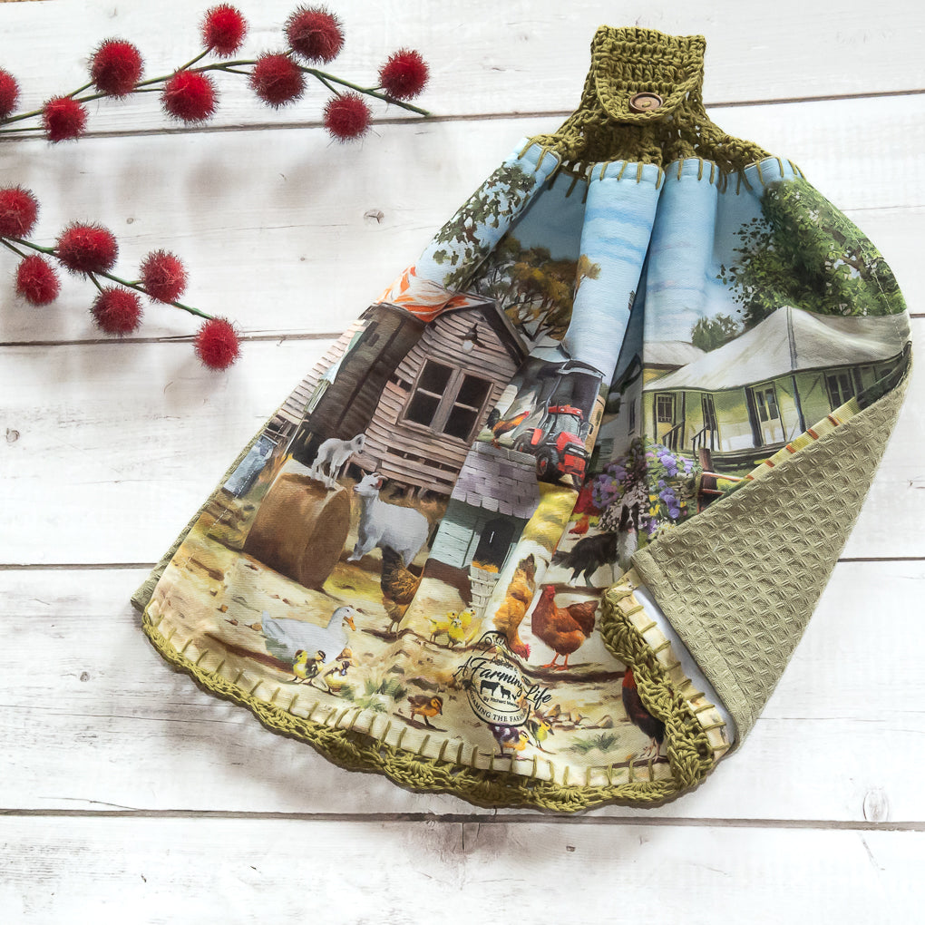 Country Life - Hanging Tea Towels / Hand Towels - Double Thickness