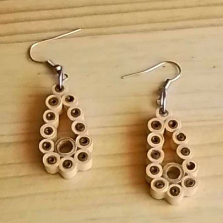 Earrings Quilled Teardrop Circles in Brown