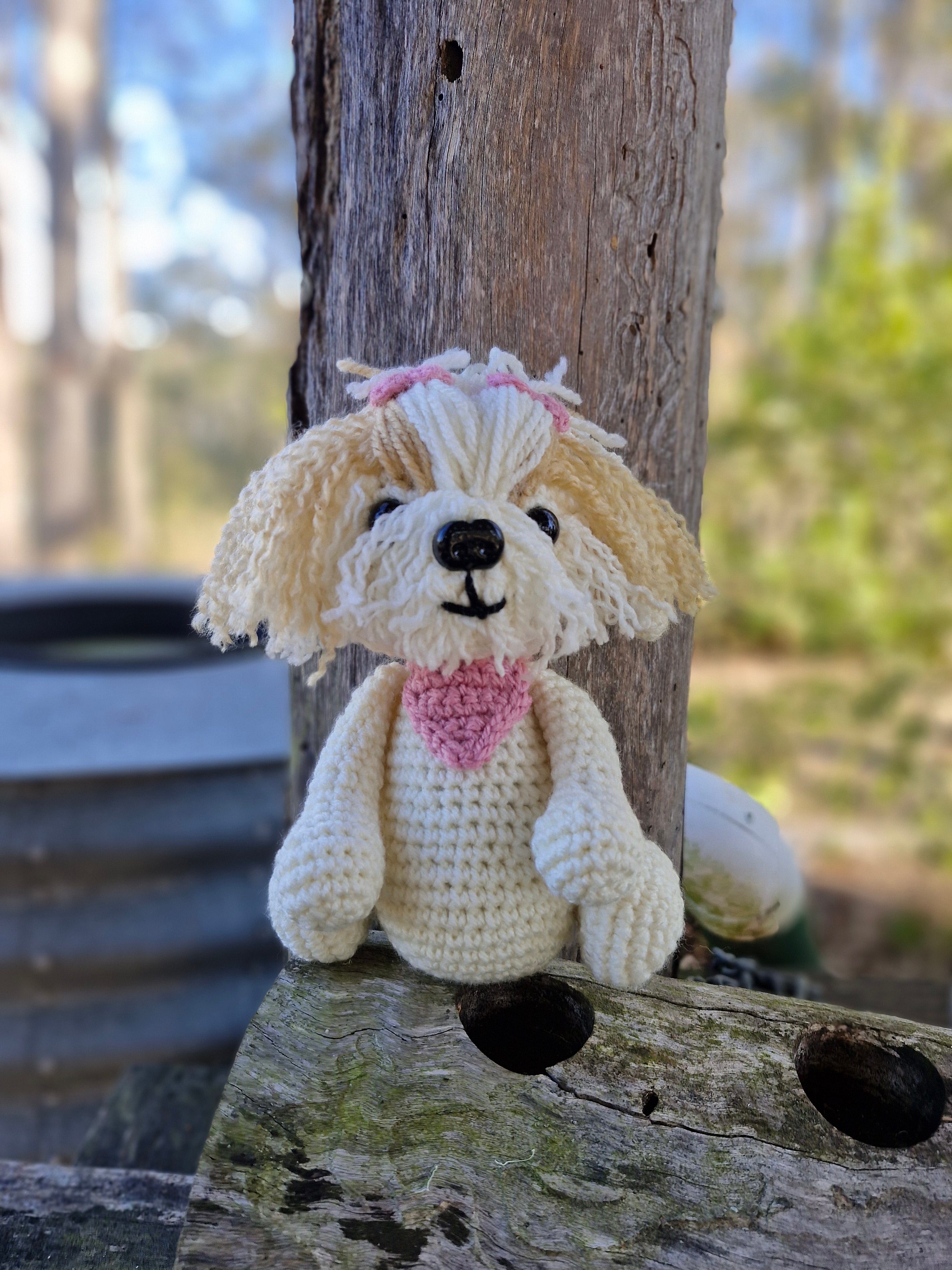 Super cute Handmade Crochet Maltese /Poodle Puppy
