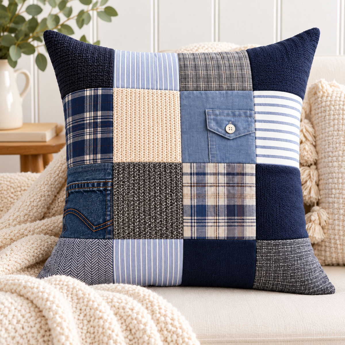 Personalised Memory Cushion – Keepsake Pillow , Rememberence Gift - Made from a loved one’s clothing