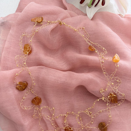 Baltic Amber Crochet Necklace “Sunshine”