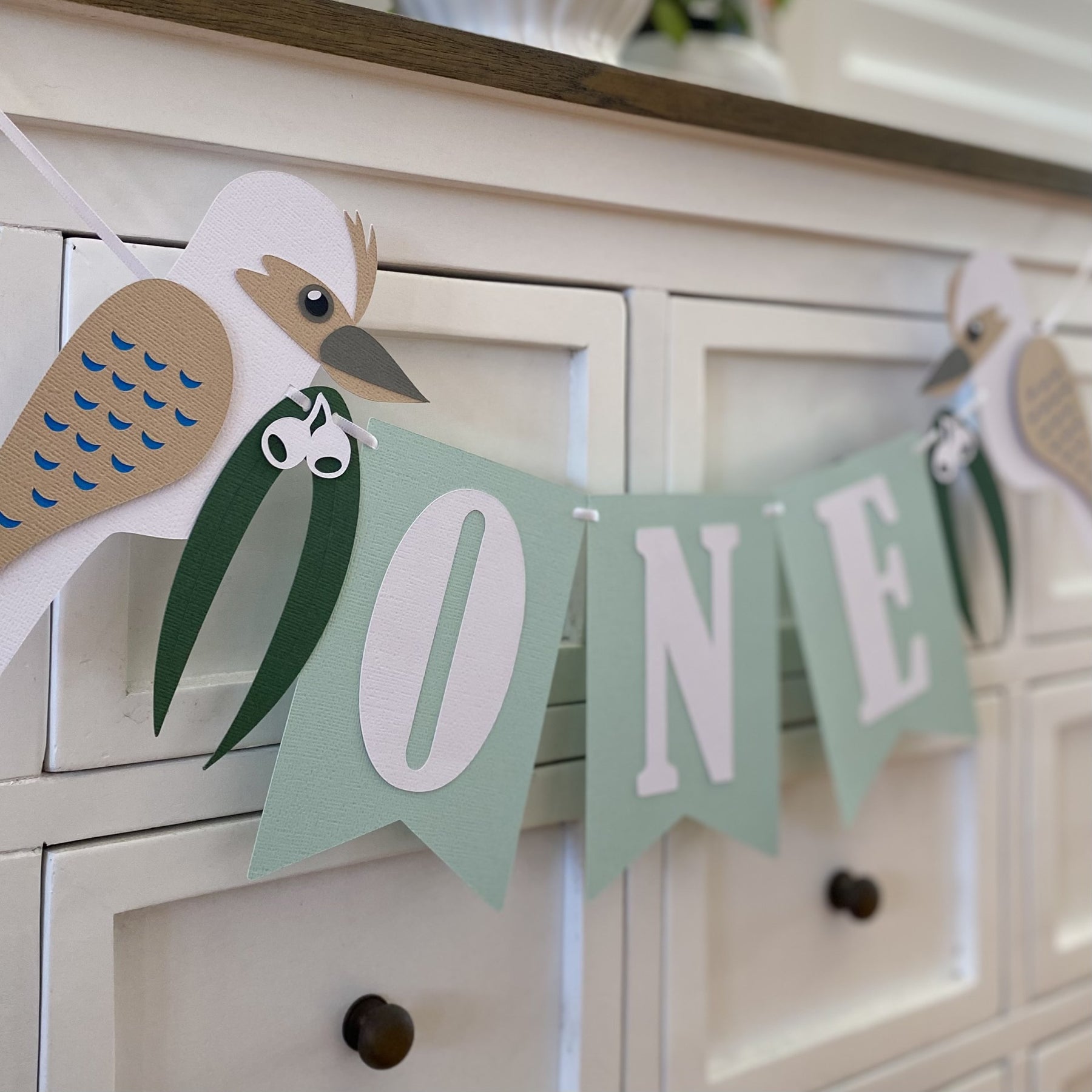 Kookaburra native bird birthday banner ONE or TWO.
