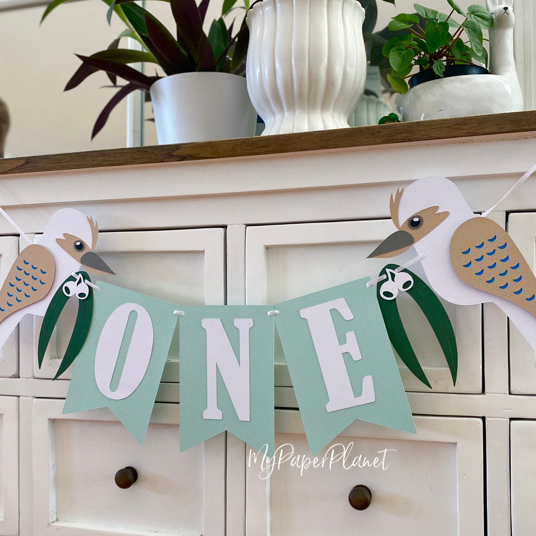 Kookaburra native bird birthday banner ONE or TWO.