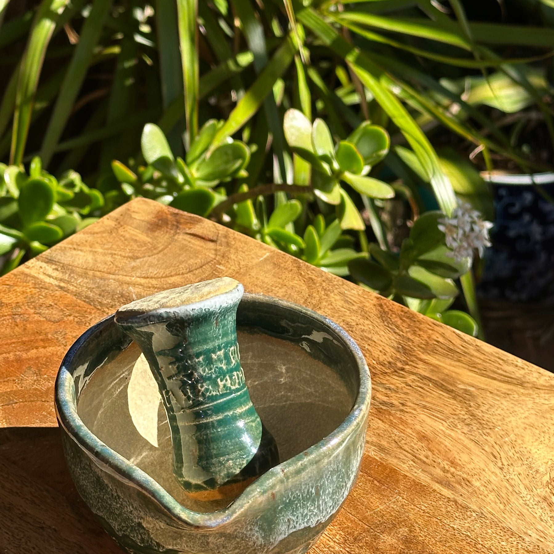 Ceramic Pestle and Mortar - Malachite