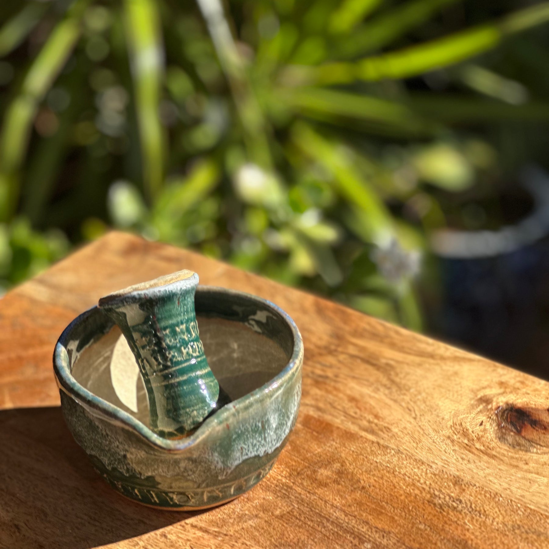 Ceramic Pestle and Mortar - Malachite