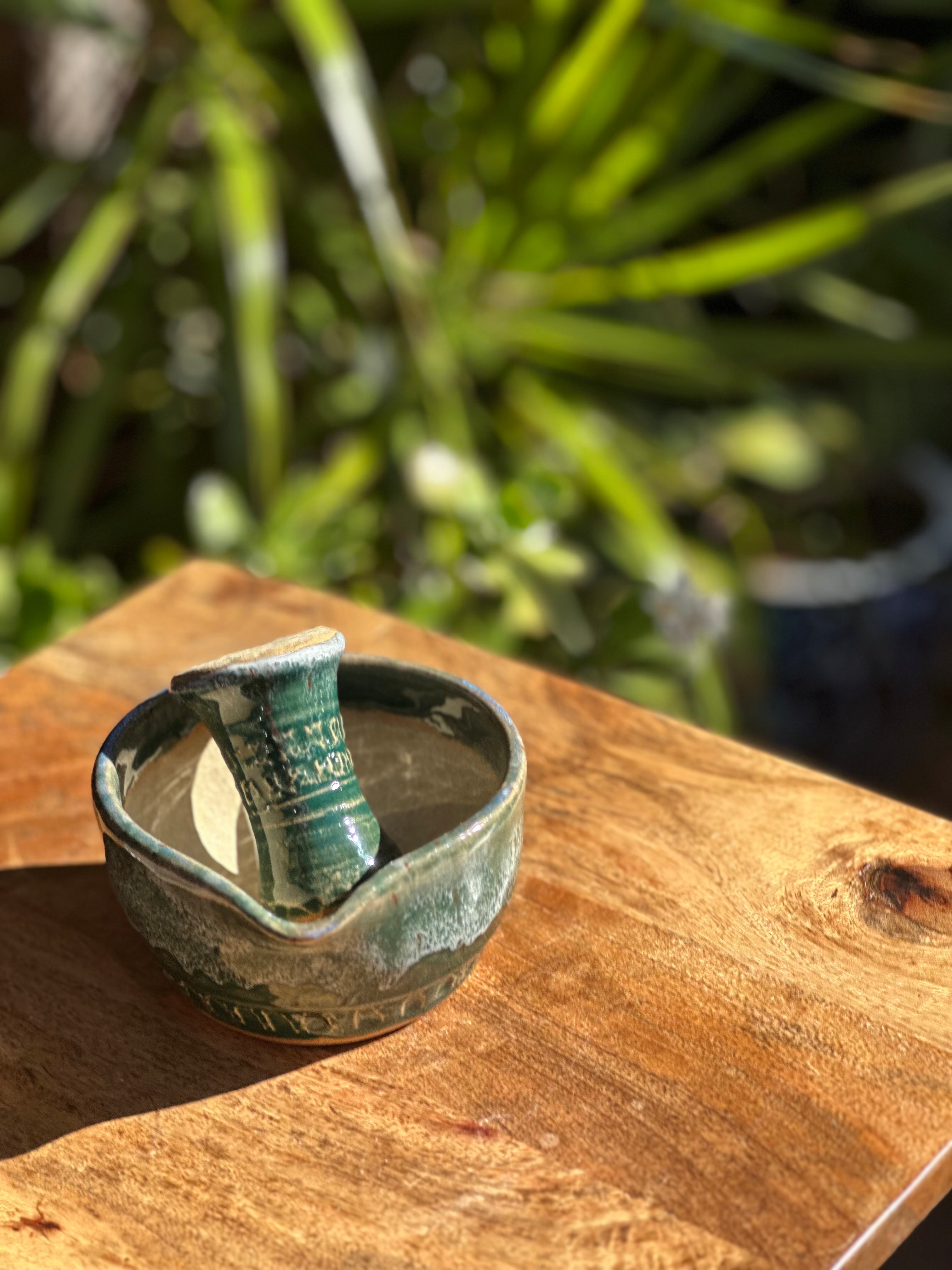 Ceramic Pestle and Mortar - Malachite