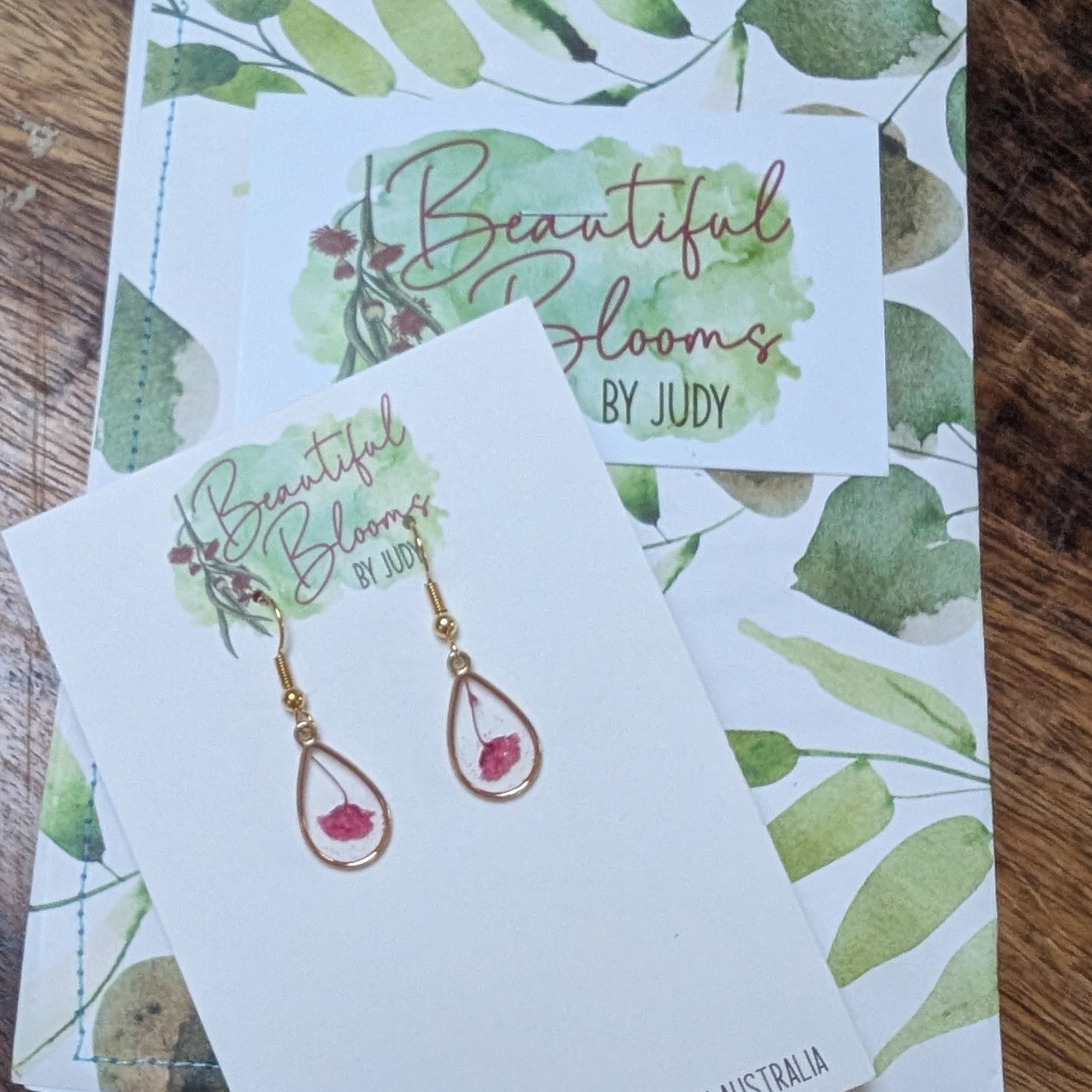 Pink Baby's Breath teardrop earrings