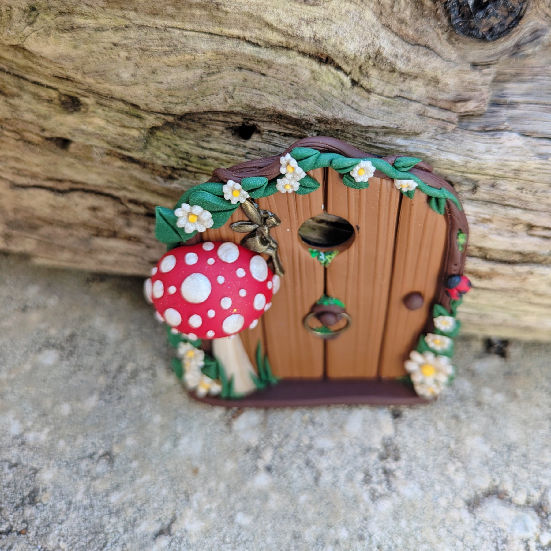 Mini Woodland Fairy Door with Red Mushroom