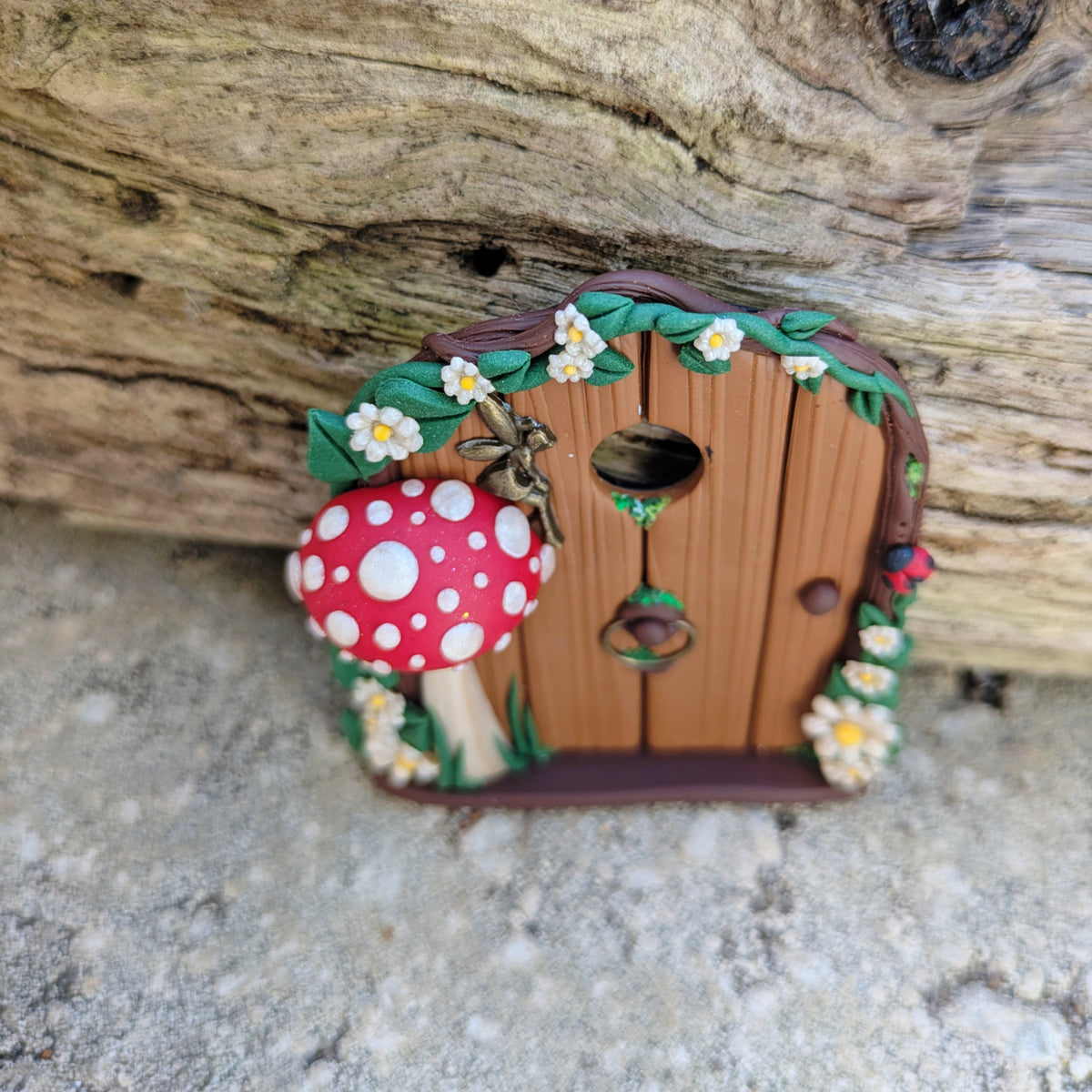 Mini Woodland Fairy Door with Red Mushroom