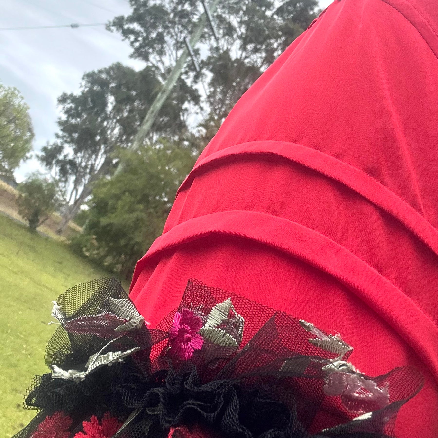 Red & Black Bolero with Floral Embroidery