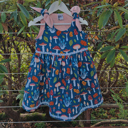 Girls Tie Shoulder, Cord Pinafore Dress | Toadstools | Size 3