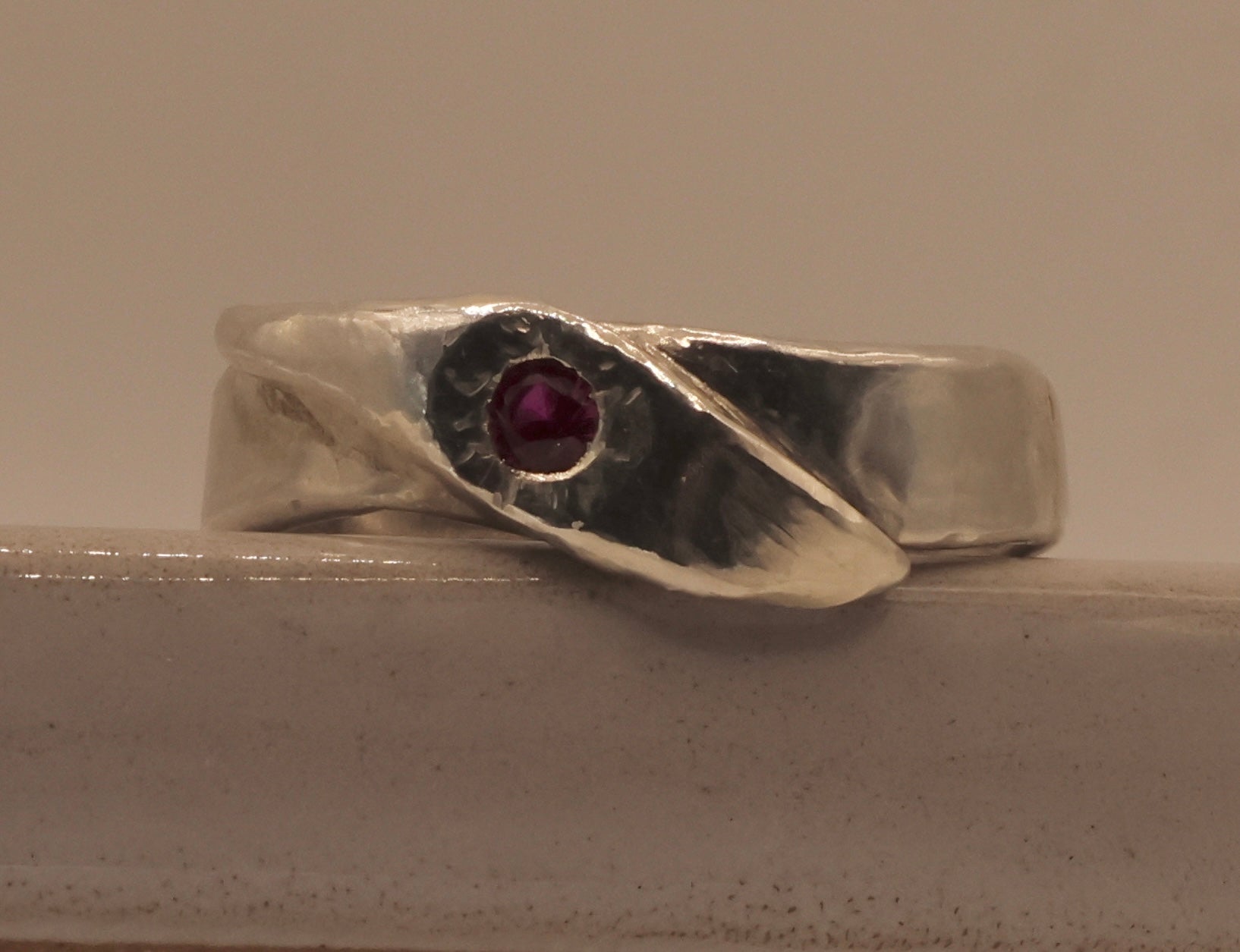 Pretty Sterling Silver Ruby Ring.
