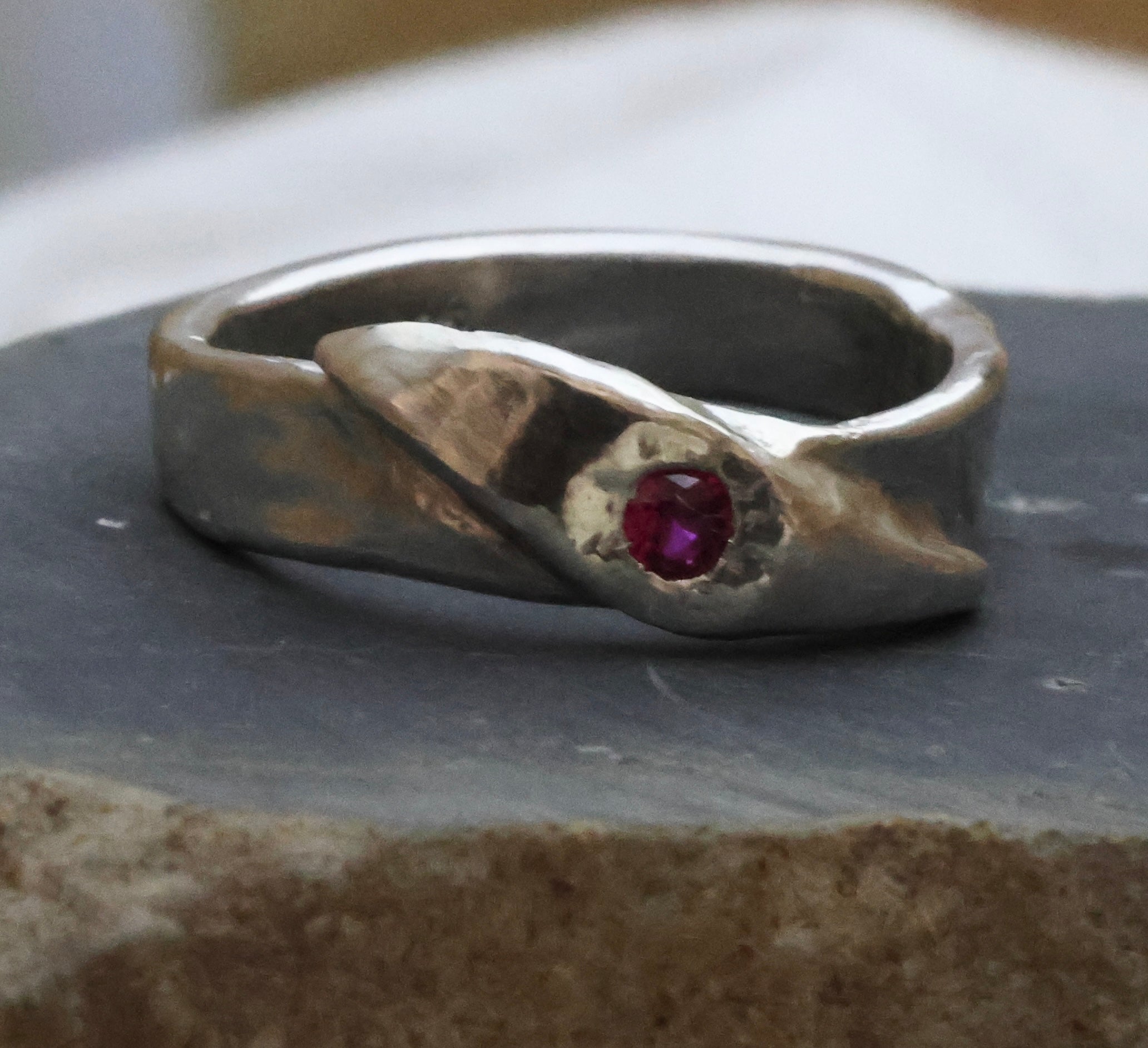 Pretty Sterling Silver Ruby Ring.