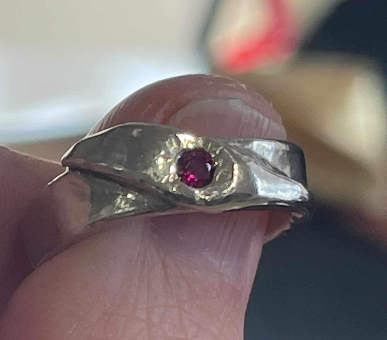 Pretty Sterling Silver Ruby Ring.