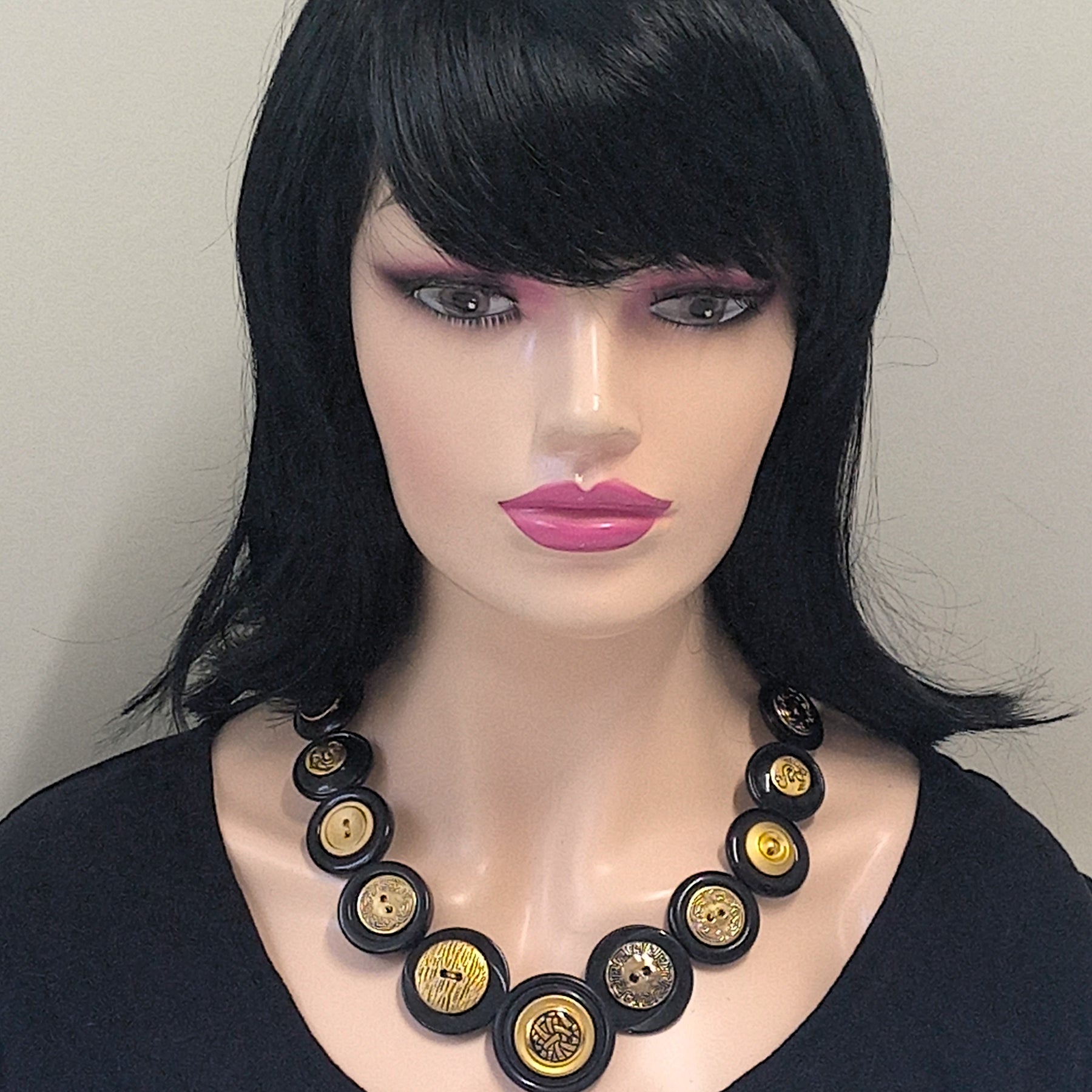 Black and Gold Statement Necklace - Black Beauty
