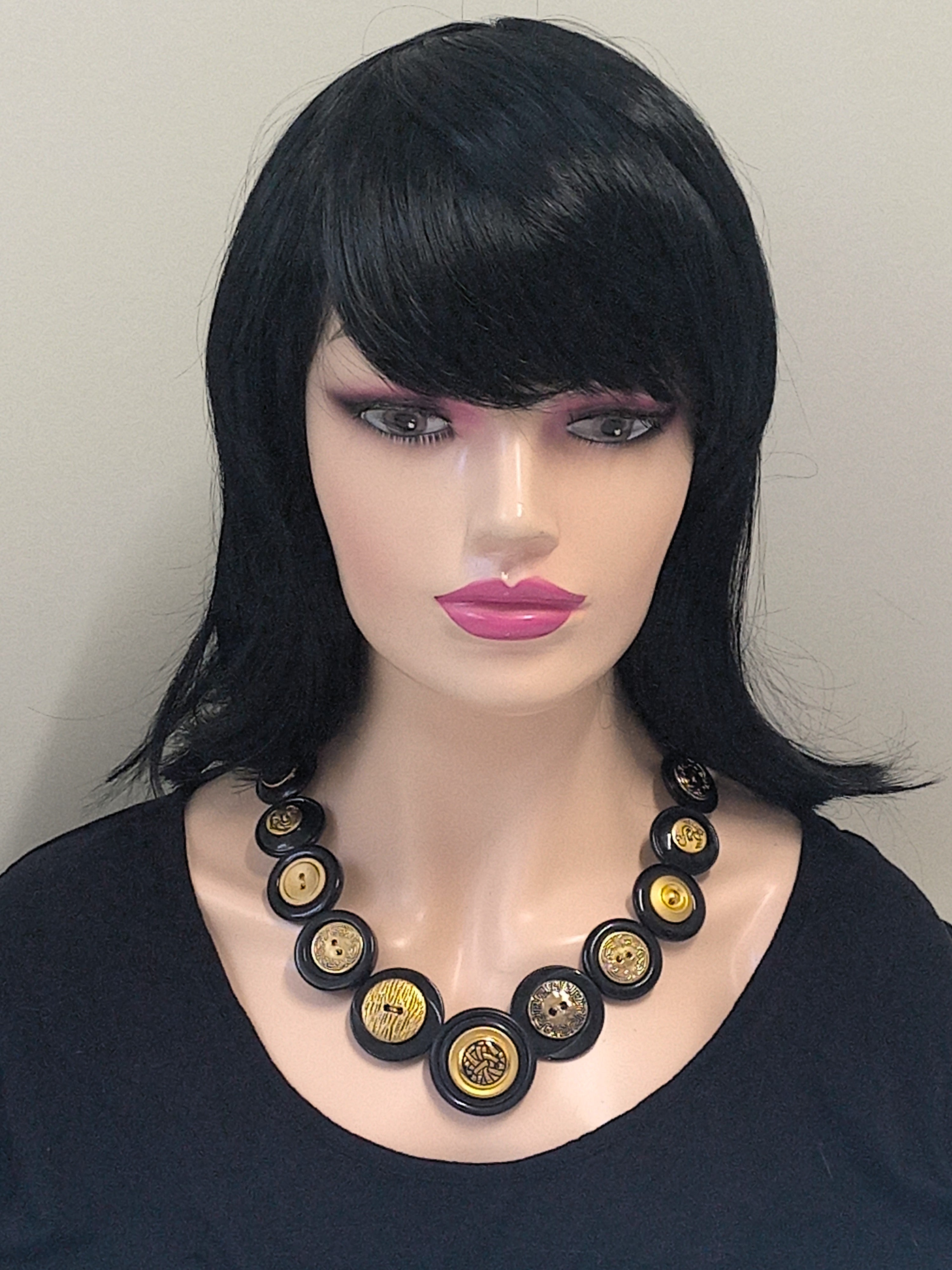 Black and Gold Statement Necklace - Black Beauty