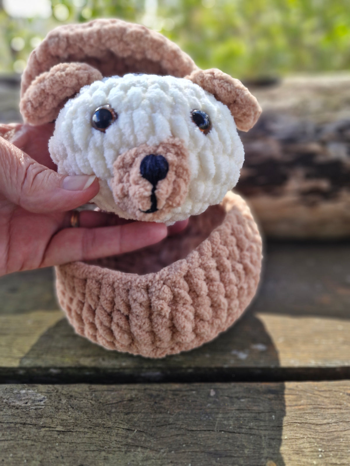 Cute crochet Plushy Puppy Dumpling with Steamer Box