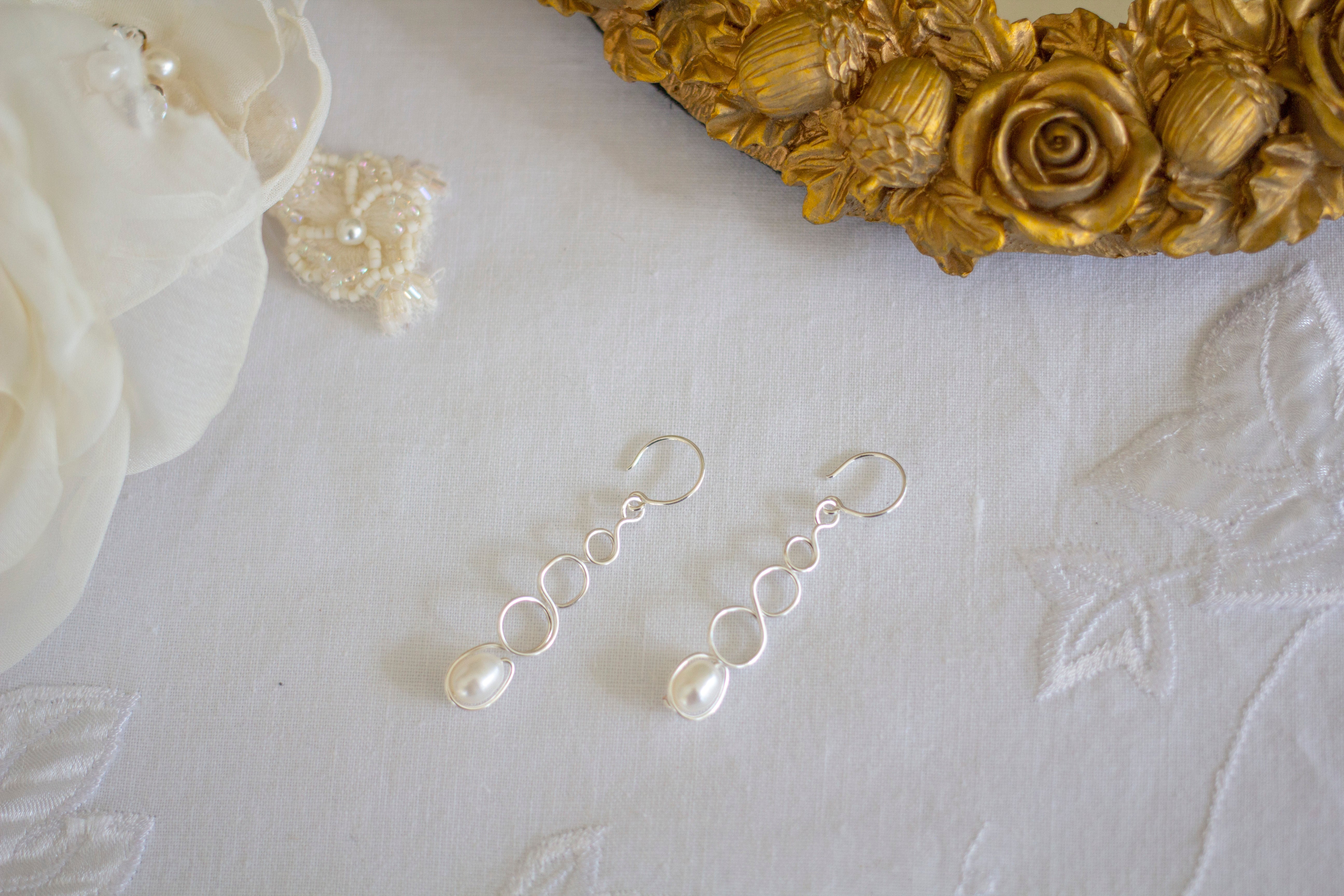Natural White Pearl Loop Earrings | Wedding Jewellery