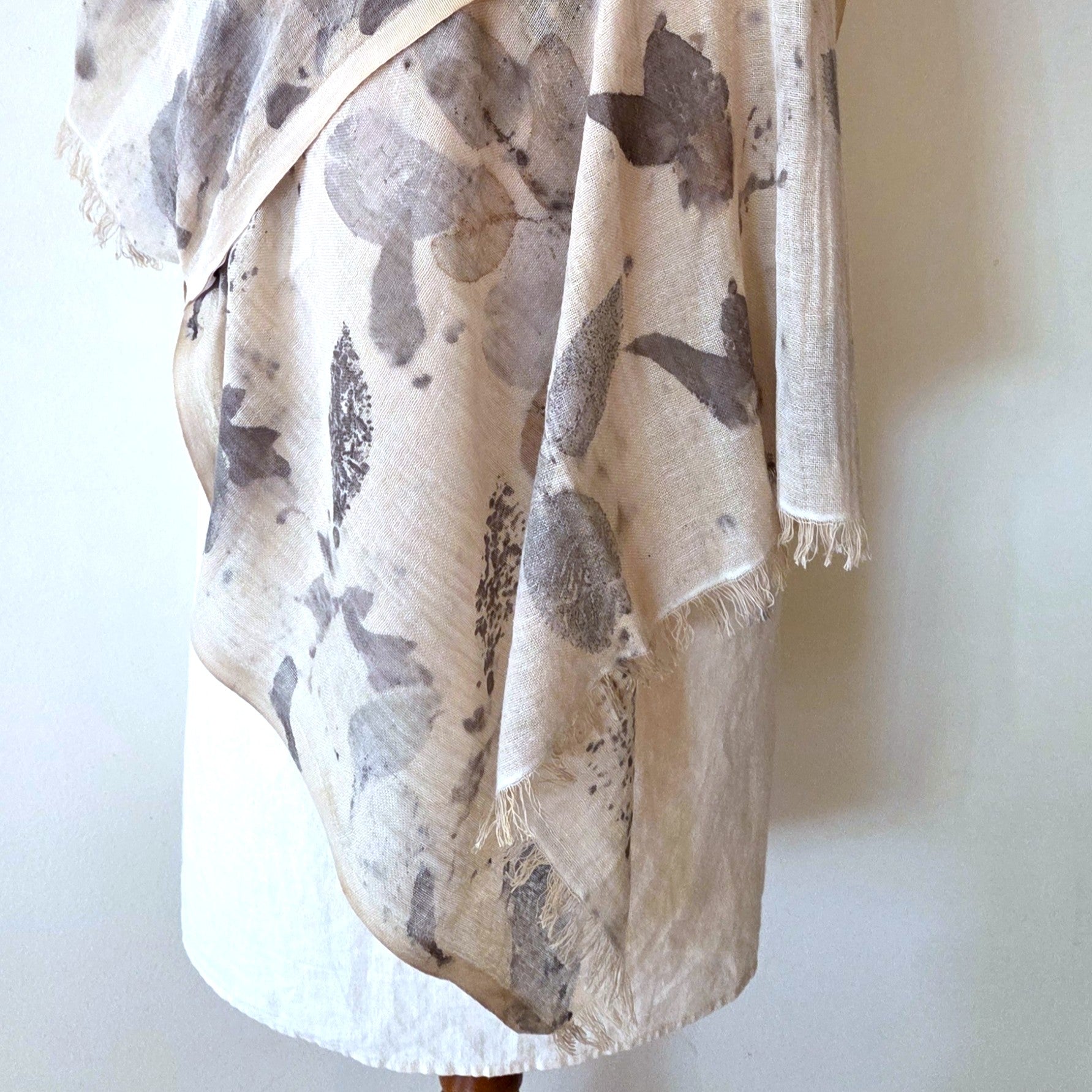 Cotton & Linen Blend - Botanical Print Scarf/Wrap - The Audrey