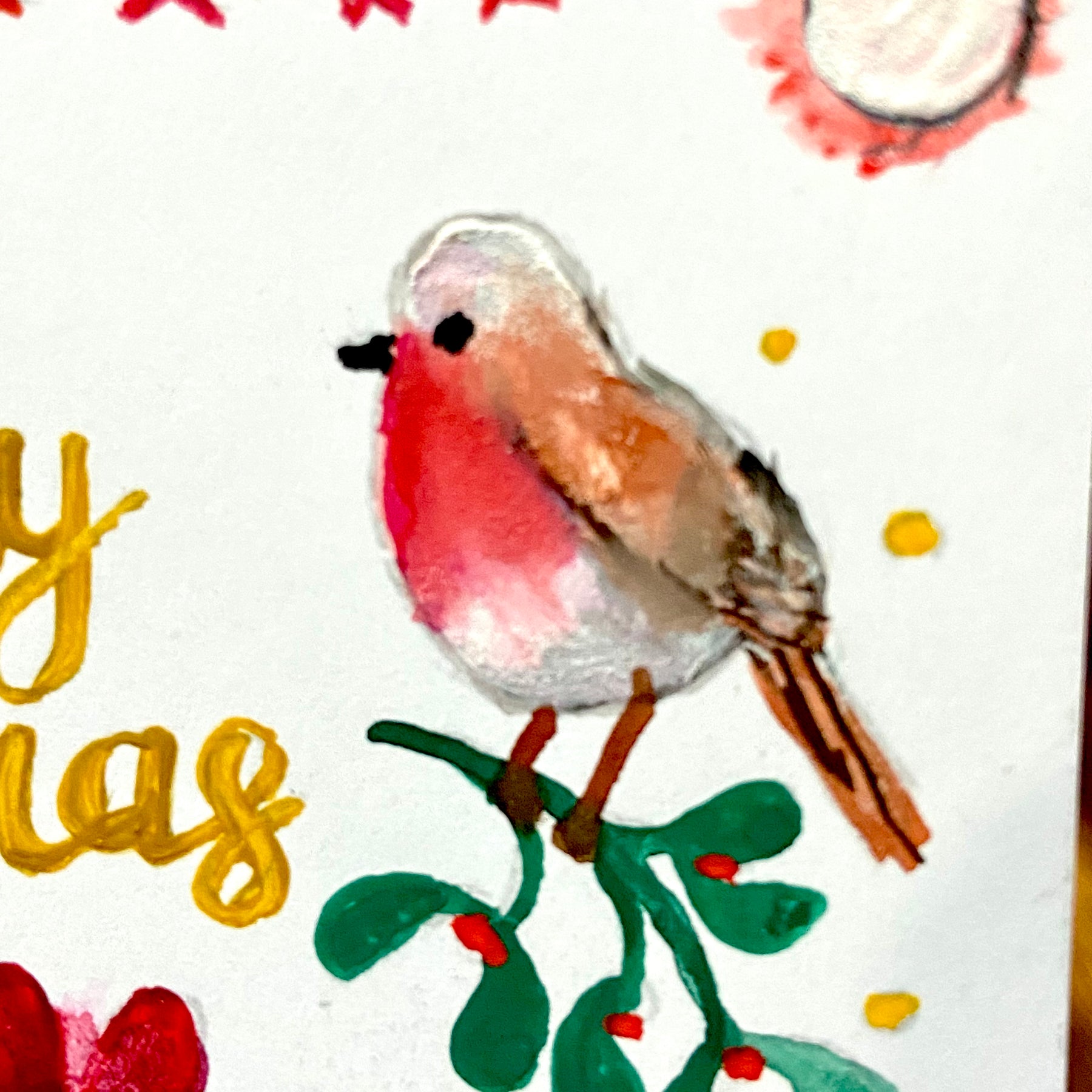 Hand Painted Christmas Card - red version