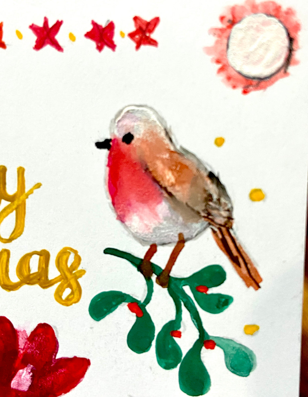 Hand Painted Christmas Card - red version