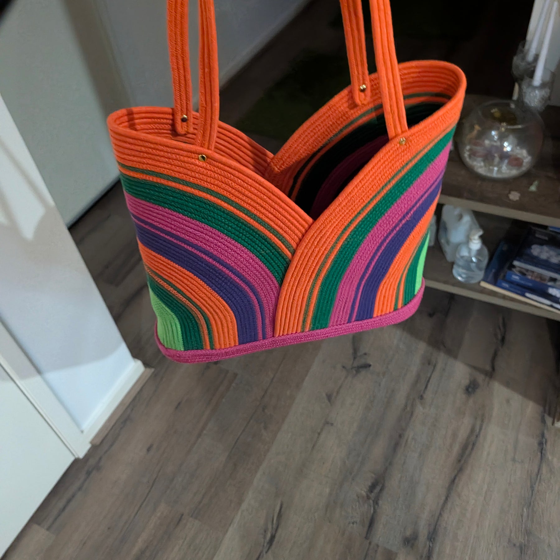 Lagoon Large Handmade Cotton Cord Tote Bag