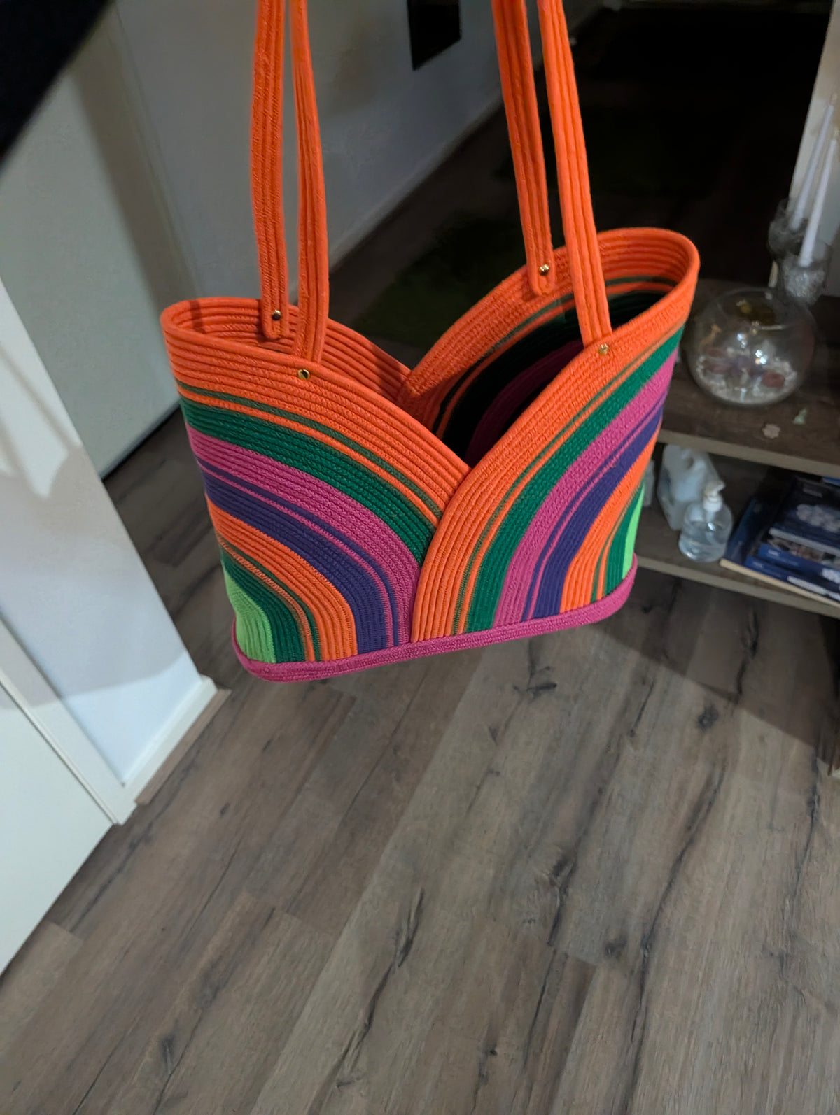 Lagoon Large Handmade Cotton Cord Tote Bag