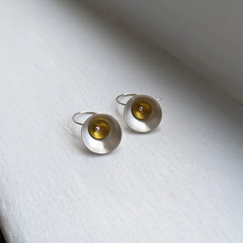 handmade yellow niobium × silver large earrings