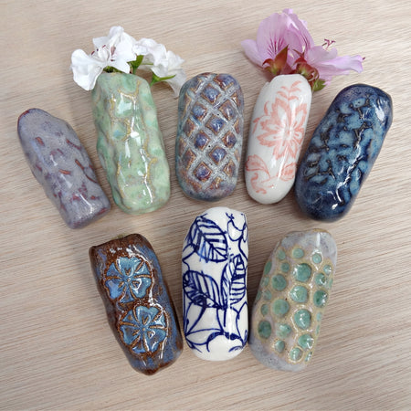 Mini ceramic fridge magnet vases. Choose your own vases.
