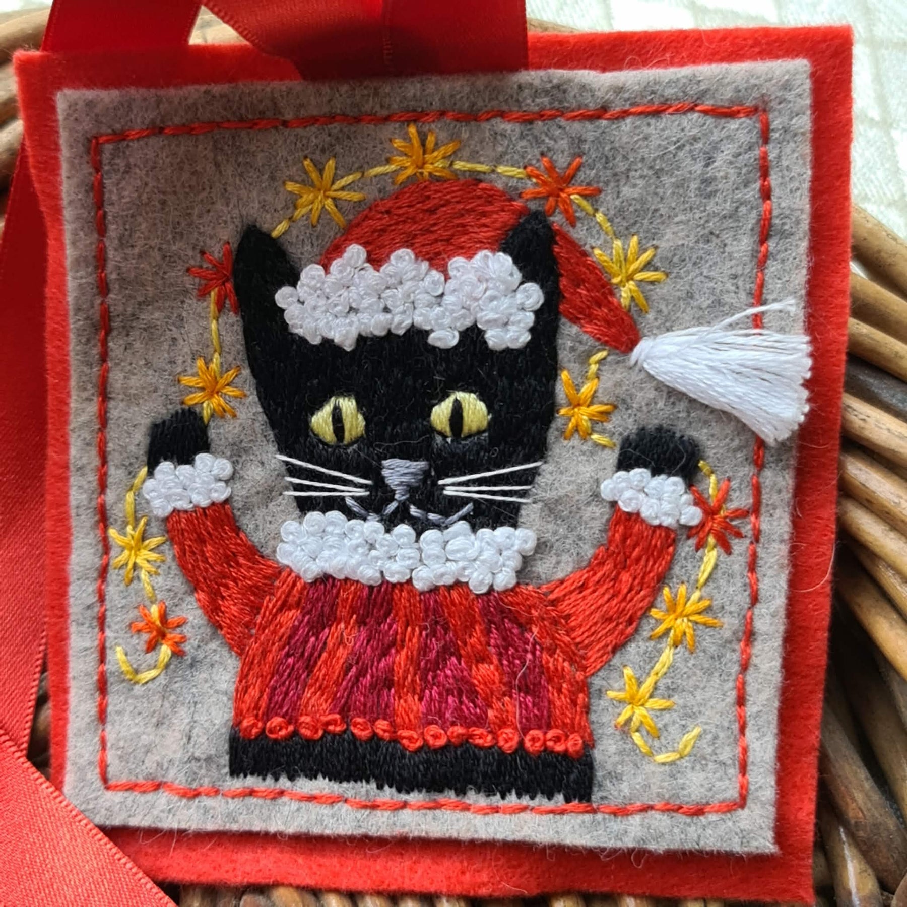 Tinsel Cat Christmas Decoration