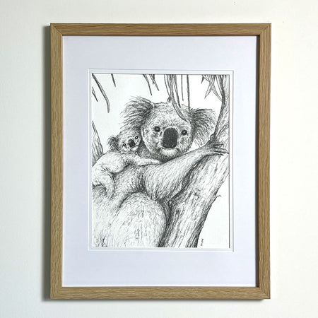 Koala Mother and Joey | Hand Drawn Original Artwork