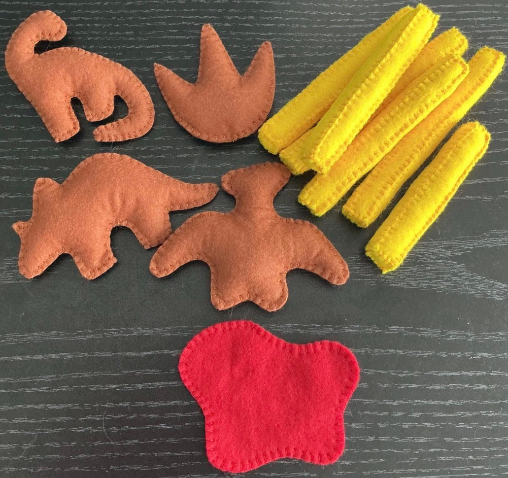 Felt Dinosaur nugget and chip sets