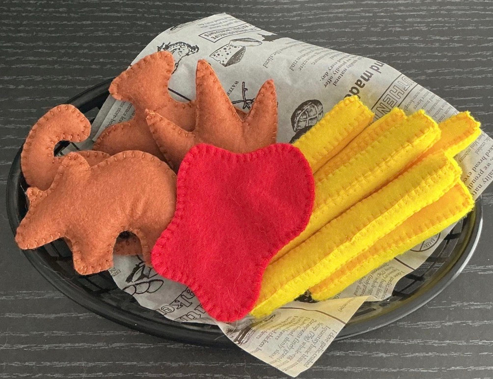 Felt Dinosaur nugget and chip sets