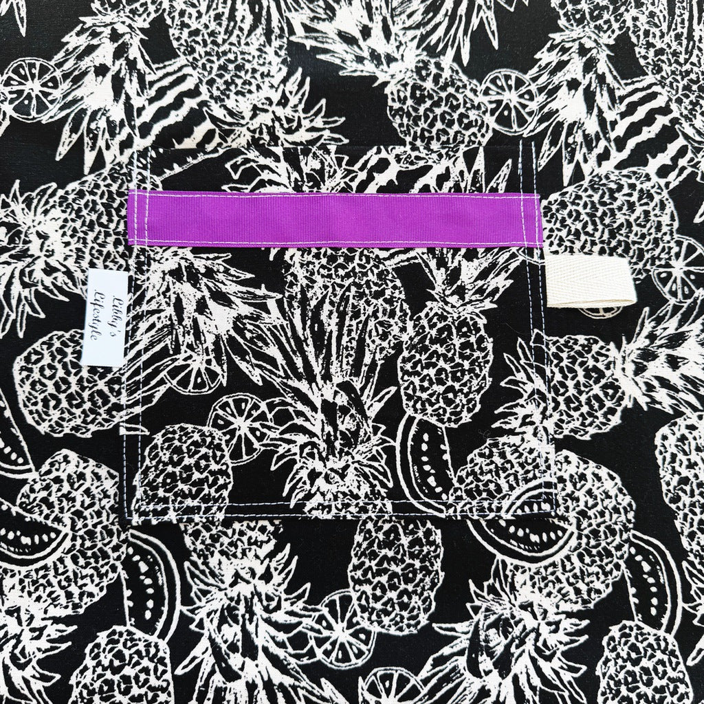 Pineapples pinafore ladies apron with pocket.