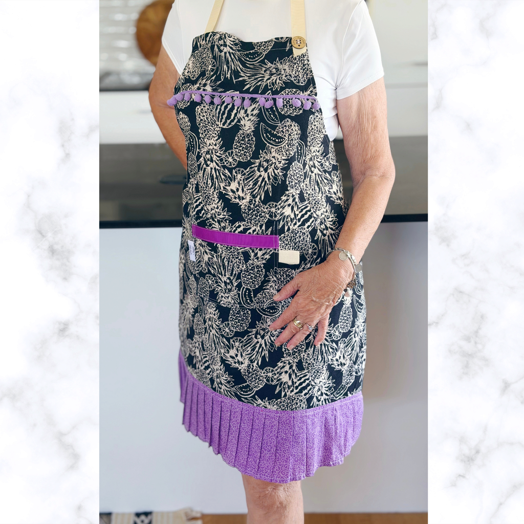 Pineapples pinafore ladies apron with pocket.