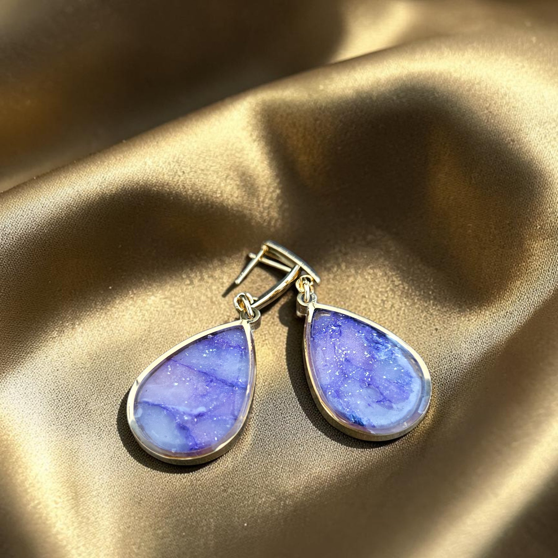 Teardrop Polymer Clay Earrings - Deep Amethest Purple Polymer
