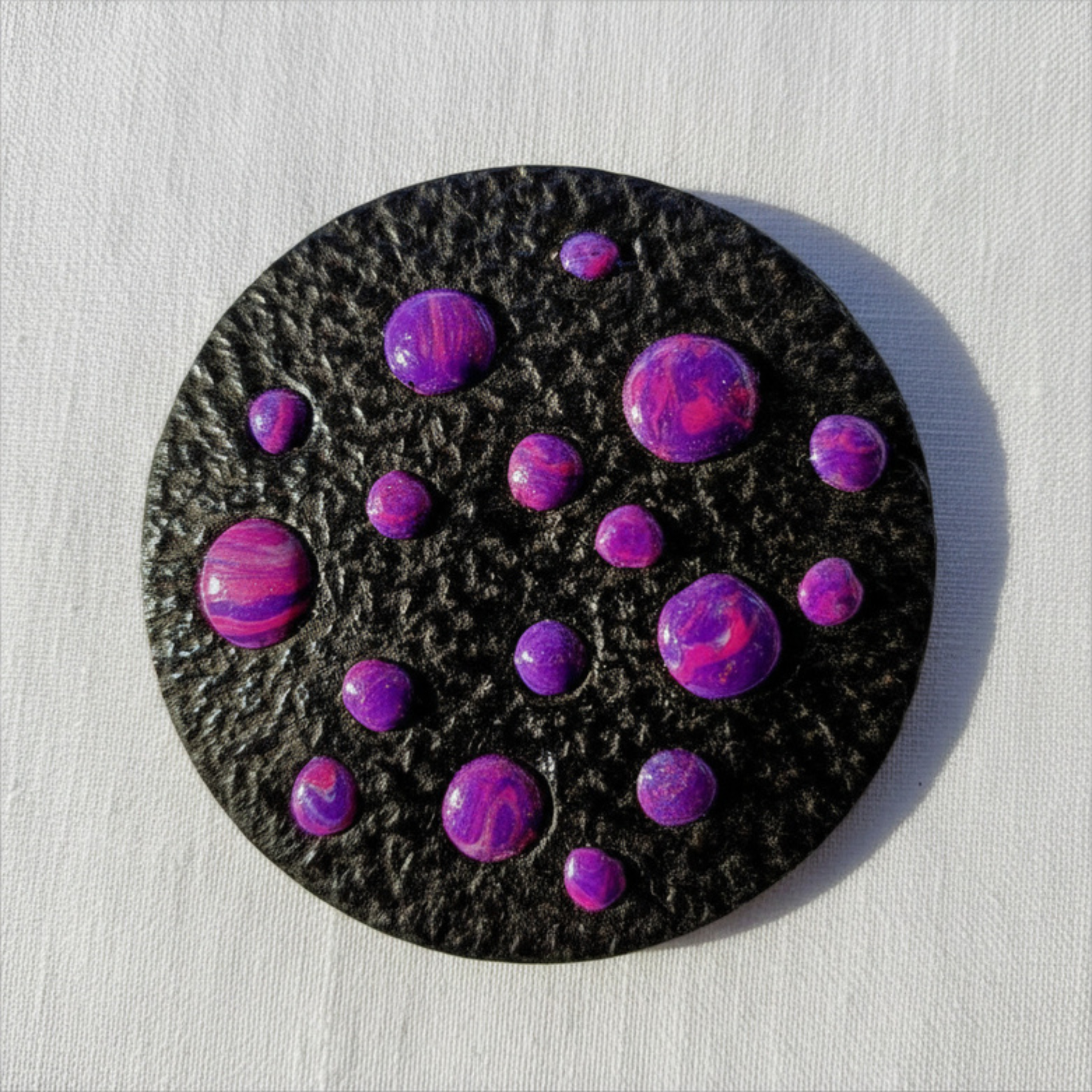 VIOLET ORBS - POLYMER CLAY BROOCH