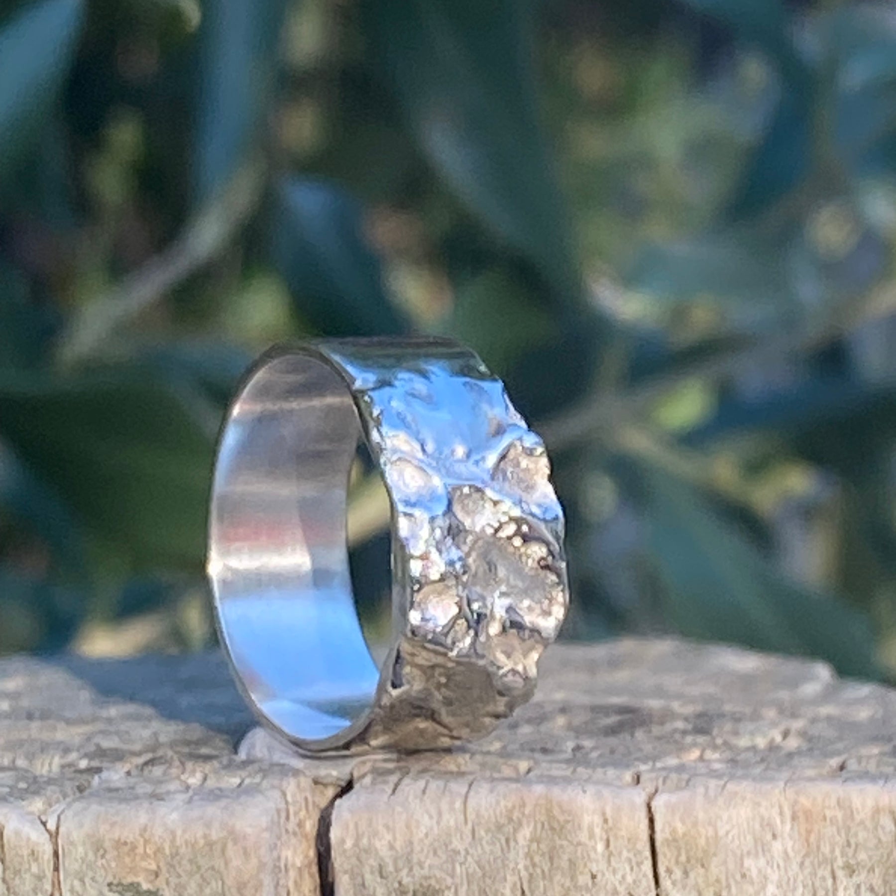 Almond Kernel Ring, Size P, Sterling Silver