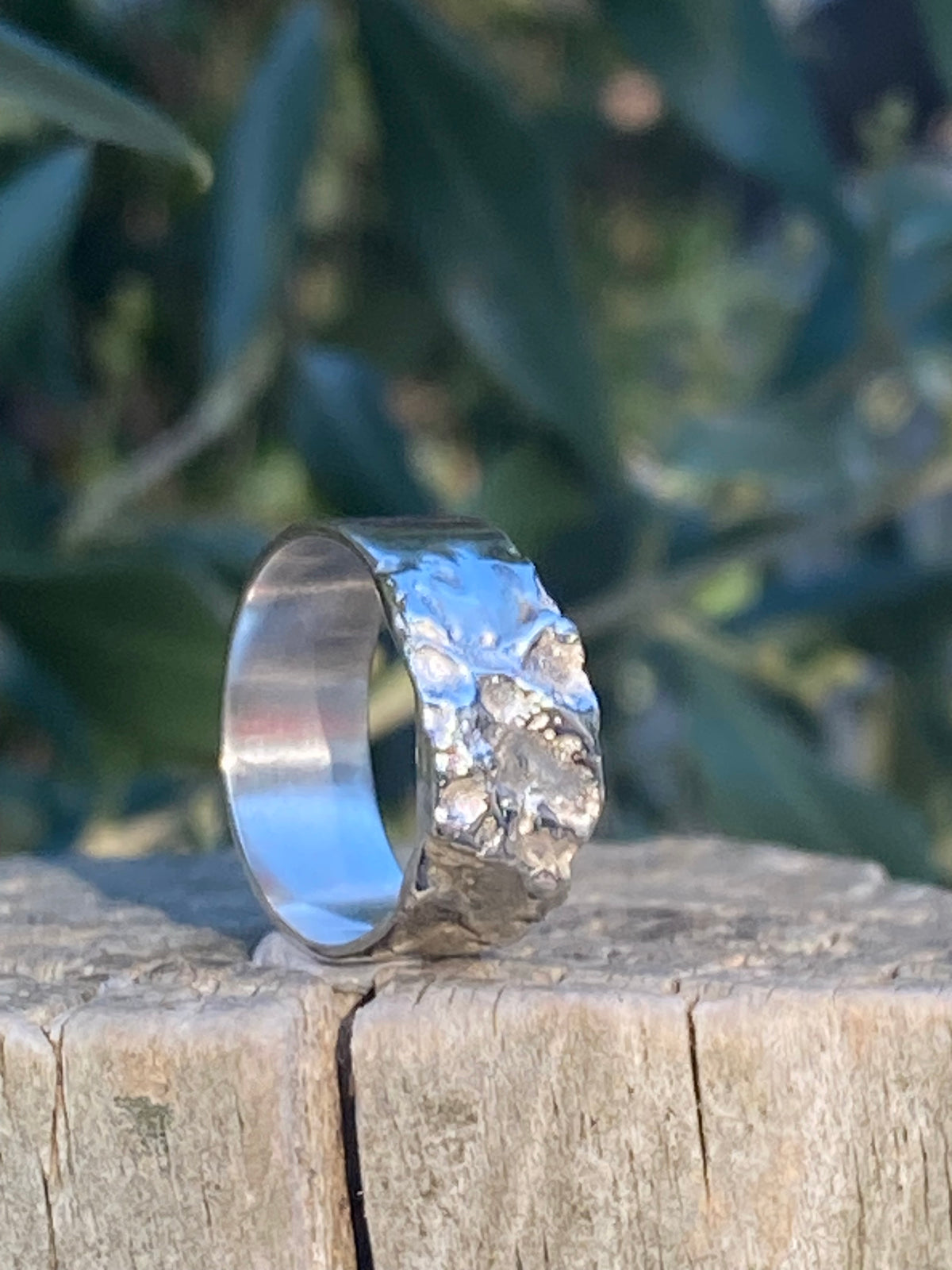 Almond Kernel Ring, Size P, Sterling Silver