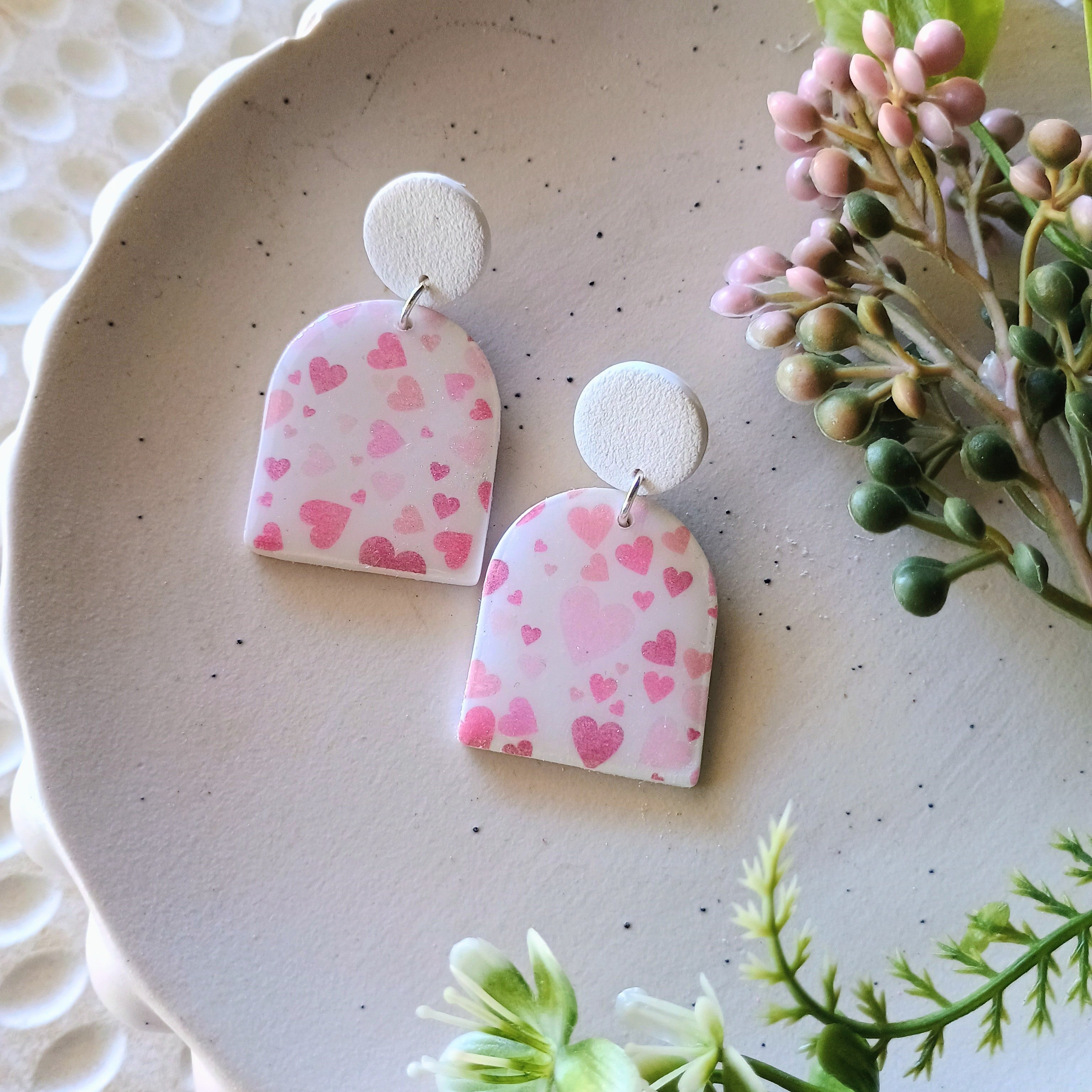 Danae dangle earrings- white hearts